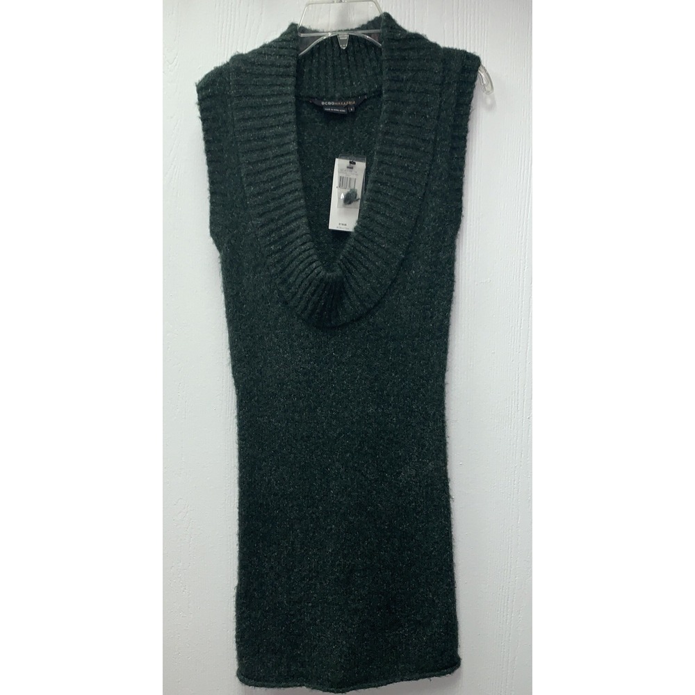 BCBG Maxazria Size S Women Sleeveless Sweater Scoop Neck Tunic Jersey Green $118